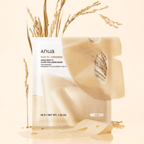 Masca ANUA Rice Glow Collagen – folosire 3-4 ore sau peste noapte pentru hidratare intensivă